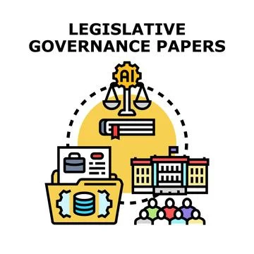 Artificial intelligence shaping legislative governance papers process Stock Illustration