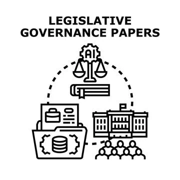 Artificial intelligence shaping legislative governance papers process Stock Illustration