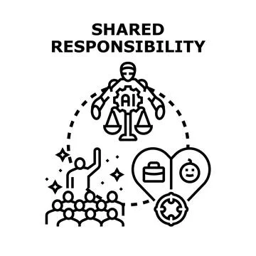 Artificial intelligence shared responsibility concept with people 스톡 일러스트