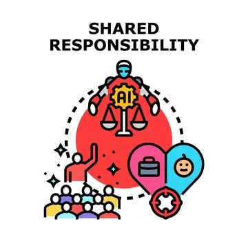 Artificial intelligence shared responsibility concept with people Stock Illustration