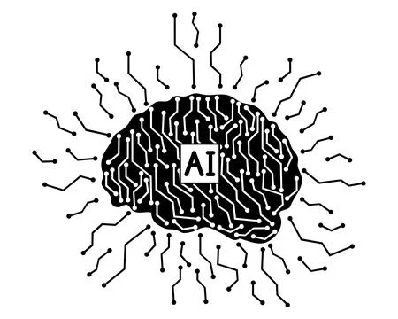 Artificial intelligence, silhouette of brain witk links. Vector illustration Stock Illustration