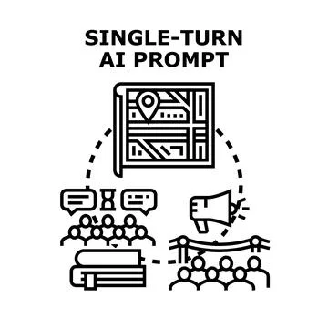 Artificial intelligence single turn prompt process Stock Illustration