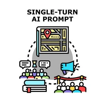 Artificial intelligence single turn prompt process Illustrazione stock