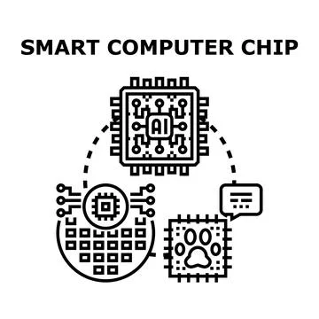 Artificial intelligence smart computer chip concept 库存插图