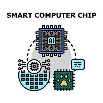 Artificial intelligence smart computer chip concept Illustrazione stock