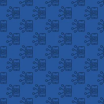 Artificial Intelligence Smart Phone vector AI Smartphone Seamless Pattern i.. Stock Illustration