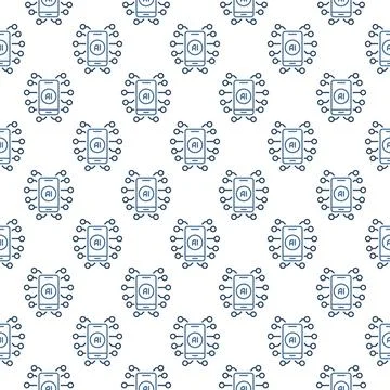 Artificial Intelligence in Smart Phone vector AI in Mobile Device seamless .. イラスト素材