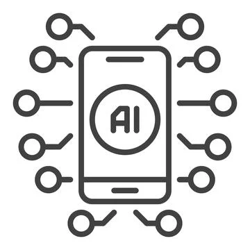 Artificial Intelligence in Smart Phone vector AI in Mobile Device icon or s.. Stock Illustration