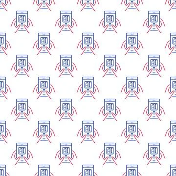 Artificial Intelligence on Smartphone in Hands vector AI Seamless Pattern i.. Stock Illustration
