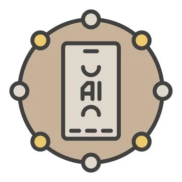Artificial Intelligence Smartphone inside Circle vector AI colored icon or .. イラスト素材