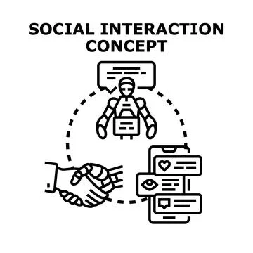 Artificial intelligence social interaction concept connecting people 库存插图