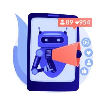 Artificial intelligence in social media abstract concept vector illustration. Stockillustratie