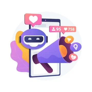 Artificial intelligence in social media abstract concept vector illustration. Stock Illustration