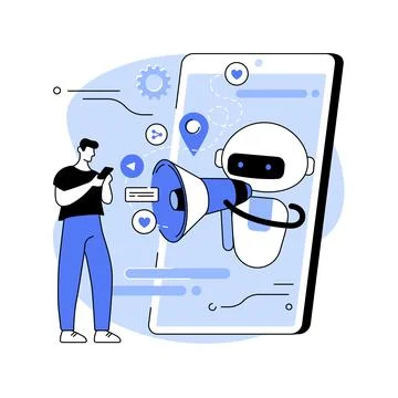 Artificial intelligence in social media abstract concept vector illustration. Stock Illustration