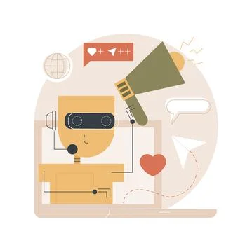 Artificial intelligence in social media abstract concept vector illustration. Stockillustratie