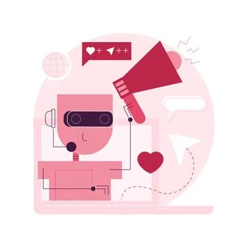 Artificial intelligence in social media abstract concept vector illustration. Stock Illustration