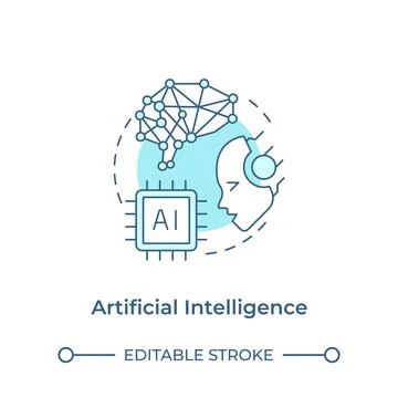 Artificial intelligence soft blue concept icon 스톡 일러스트