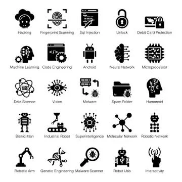 Artificial Intelligence Solid Icons Pack イラスト素材