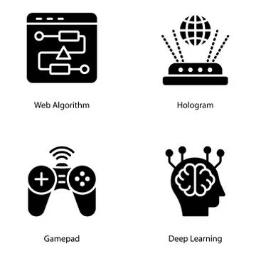 Artificial Intelligence Solid Vectors Pack Stock Illustration