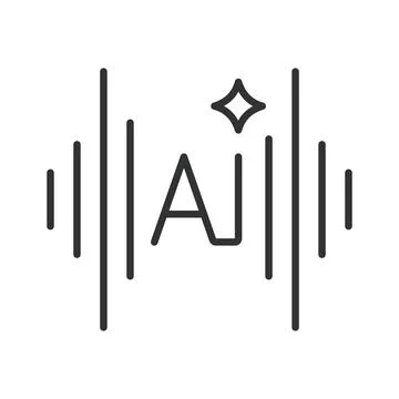 Artificial intelligence sound waves icon in line design. Artificial intelligence Stock Illustration