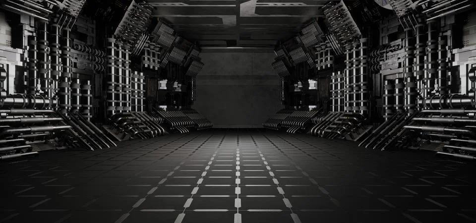 Artificial Intelligence Space Background Alien Tunnel Ship Corridor Undergrou 库存插图