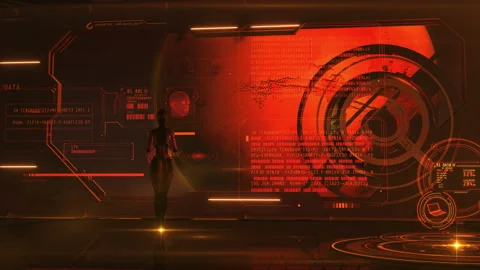 Artificial intelligence in a spaceship orbiting Mars, 3D render. Stock Footage 220151302
