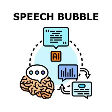 Artificial intelligence speech bubble concept processing ideas Stock Illustration