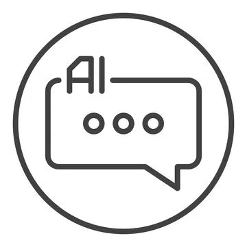 Artificial Intelligence Speech Bubble vector AI outline round icon or symbol Stock Illustration