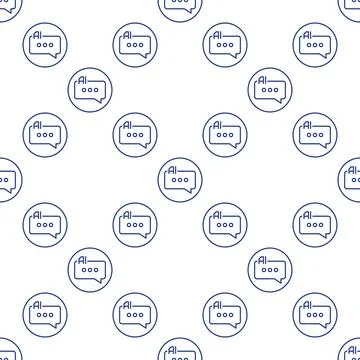Artificial Intelligence Speech Bubble vector AI outline round seamless patter Stock Illustration