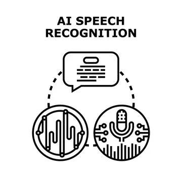 Artificial intelligence speech recognition process diagramming concept Stock Illustration