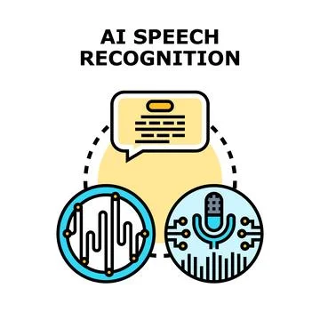 Artificial intelligence speech recognition process diagramming concept Stock Illustration