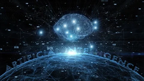 Artificial intelligence sphere with brain loop science animation Stock Footage 344138208