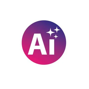 Artificial intelligence star logo generation, colored generate AI button 库存插图