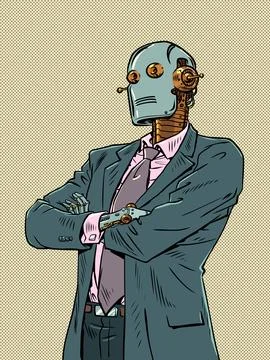 Artificial intelligence is starting to take over the jobs of office workers Stock Illustration