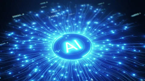 Artificial Intelligence Startup Illustration. Robot Hand Pushing Touch Screen Stock Footage 306164383