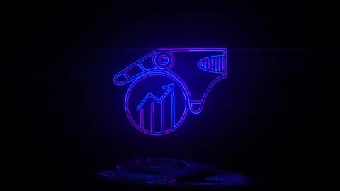 Artificial intelligence statistic in neon effect mp4 video Stock Illustration