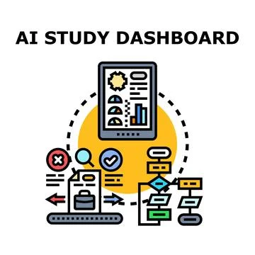 Artificial intelligence study data dashboard concept 库存插图