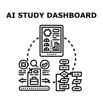 Artificial intelligence study data dashboard concept 스톡 일러스트