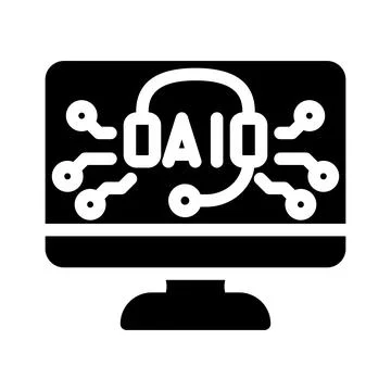 Artificial intelligence support with headset and circuit on monitor Stock Illustration