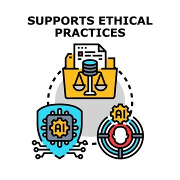 Artificial intelligence supporting ethical practices and legal compliance Stock Illustration