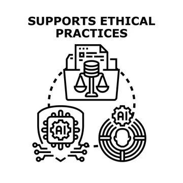 Artificial intelligence supporting ethical practices and legal compliance Stock Illustration