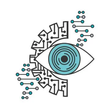 Artificial intelligence surveillance eye visual gear Stockillustratie