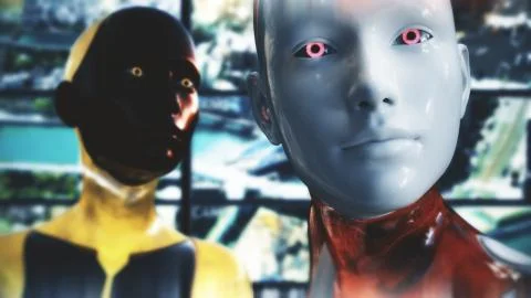 Artificial Intelligence Surveillance Multicam System Stock Illustration