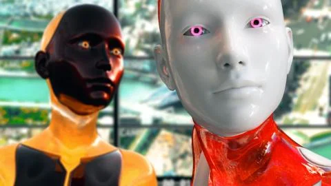 Artificial Intelligence Surveillance Multicam System Illustrazione stock