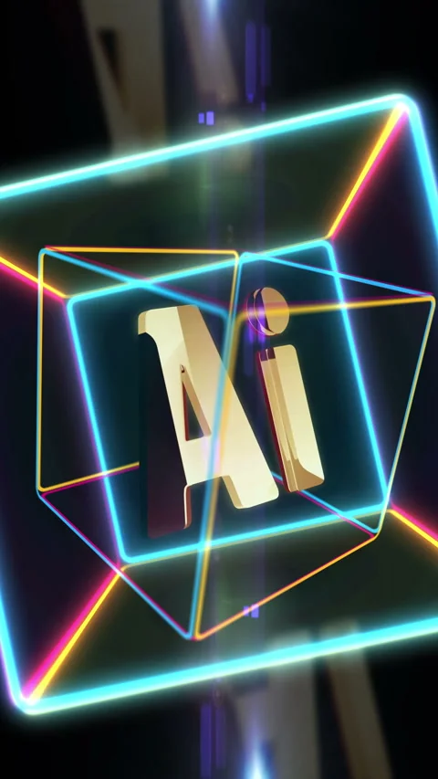 Artificial intelligence symbol in box vertical video Stock Footage 329841866