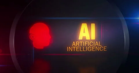 Artificial intelligence symbol light flashing on board control display Stock Footage 239623431