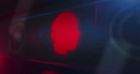 Artificial intelligence symbol light flashing on board control display Stock Footage 239623497