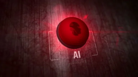 Artificial intelligence symbol light flashing on metal control panel lamp Stock Footage 239832794