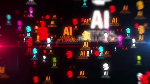 Artificial intelligence symbol tunnel effect fly between Stock Footage 239776295