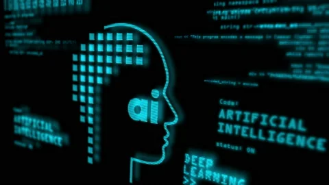 Artificial intelligence symbols digital screen Vídeo Stock 125016966